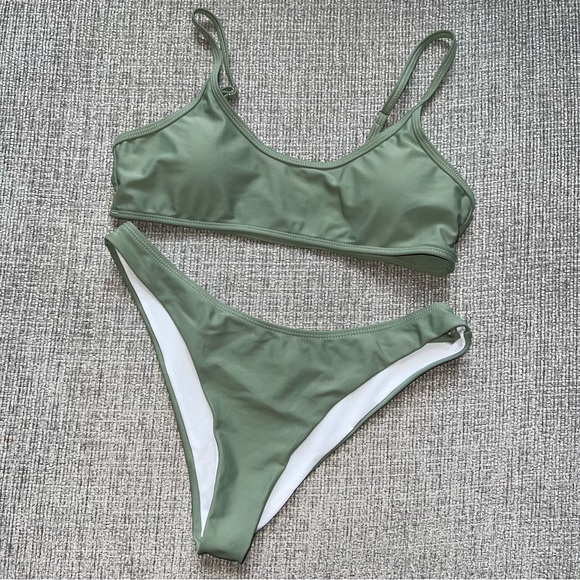 SOLD | Sage Green 2 Piece Bikini Lightly Padded Sexy Swimsuit Set - Picture 3 of 5